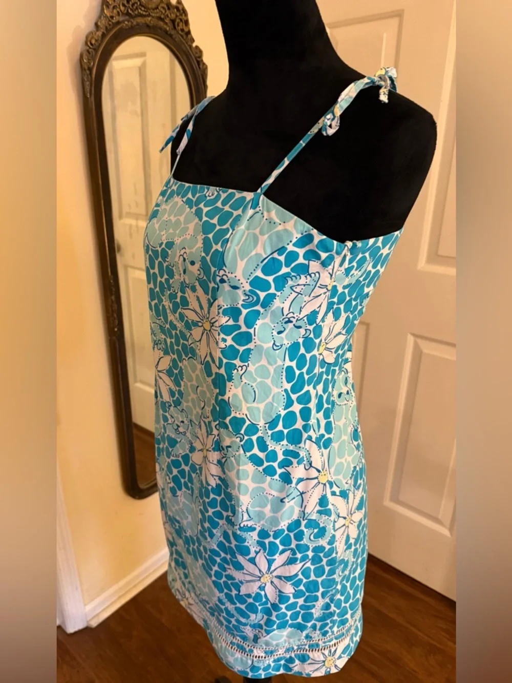 Lilly Pulitzer Tiger Lily Girls Dress Size 14 | Blue Floral Cotton Sundress